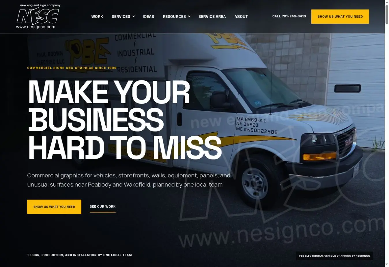 Vista previa del sitio web de New England Sign Company